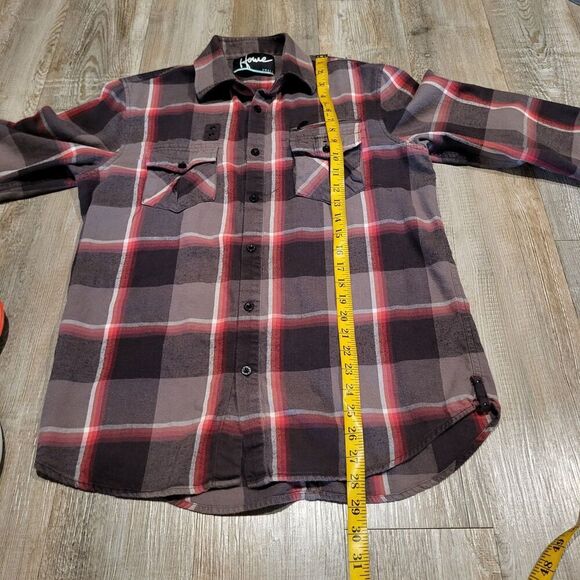Howe Long Sleeved Tatical Plaid Flannel Button Up Shirt Men's Size Small - Picture 7 of 7